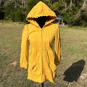 Lilka mustard lightweight hooded jacket. Bow detail pockets. Size medium.